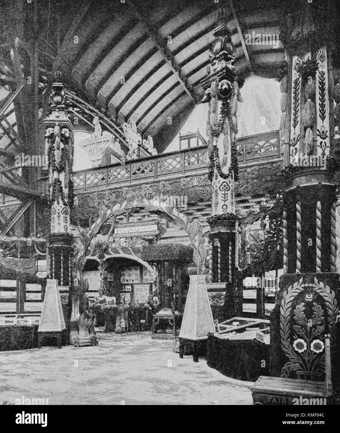 Hungary Pavilion, Universal Exhibition 1900 in Paris, Picture from the French weekly newspaper l'Illustration, 21th July 1900 Stock Photo