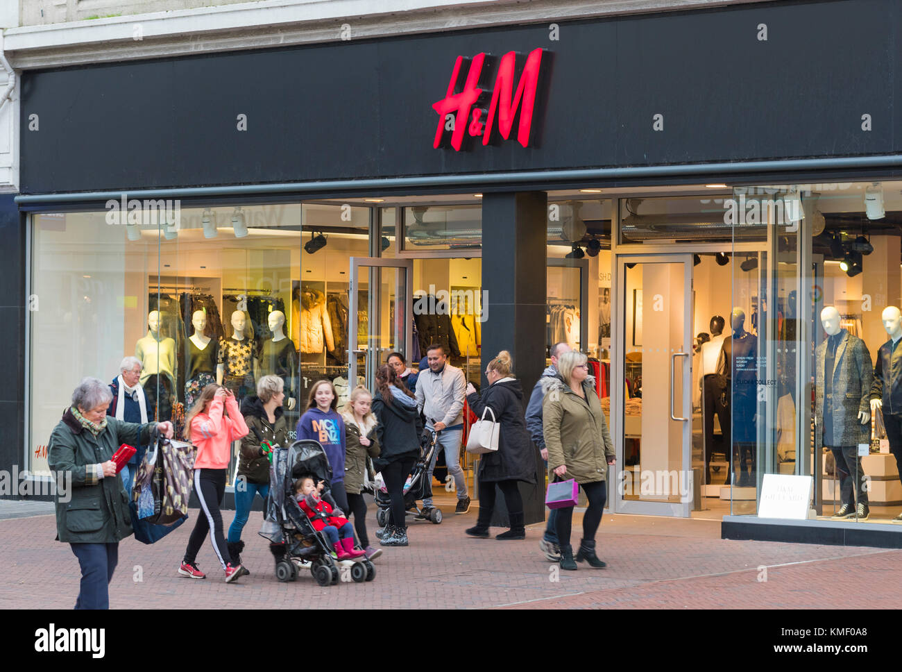 H&M shop front entrance in the UK. Retail store. Stock Photo