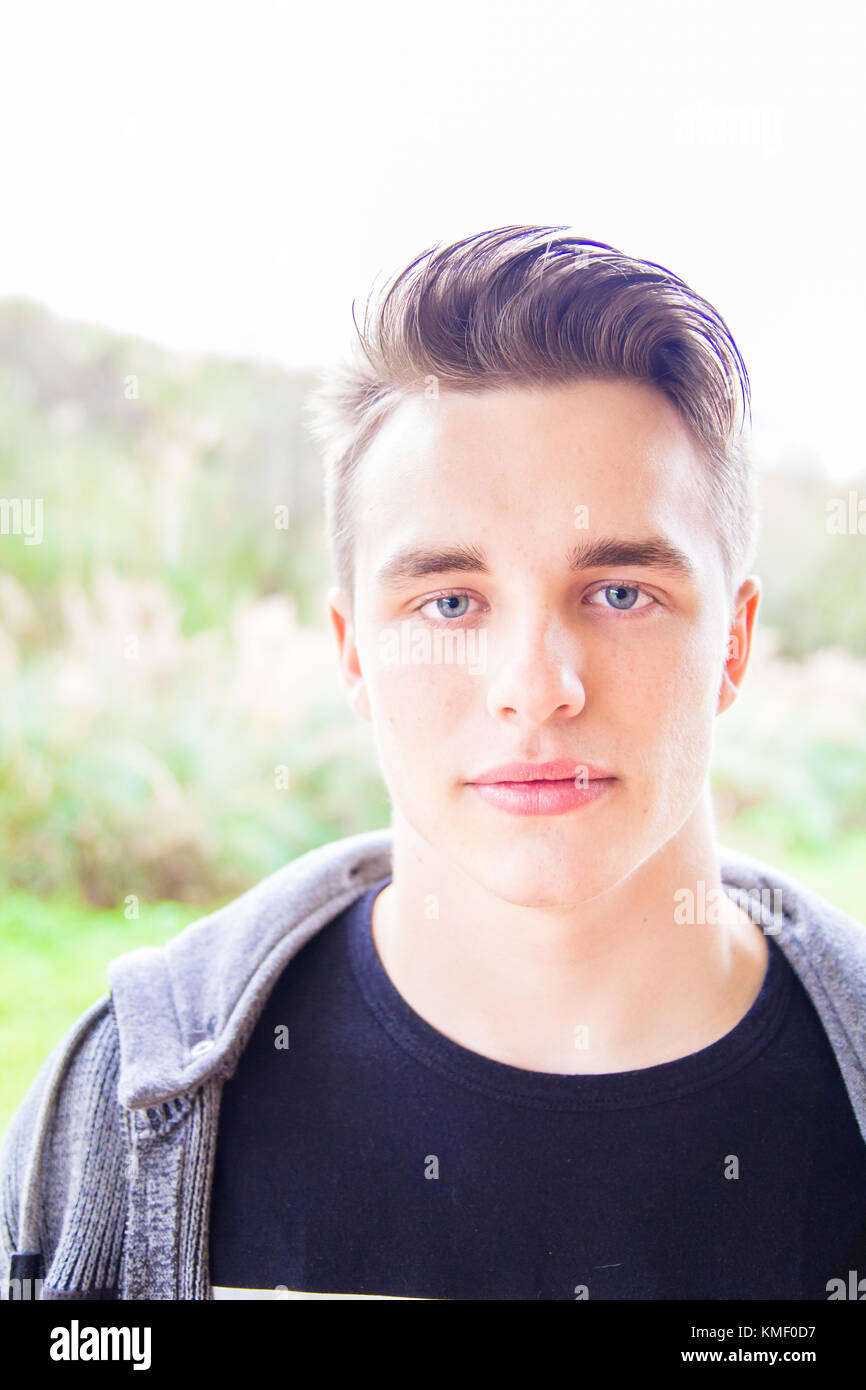 Portrait on Blue Eyed Attractive Man Stock Image - Image of face