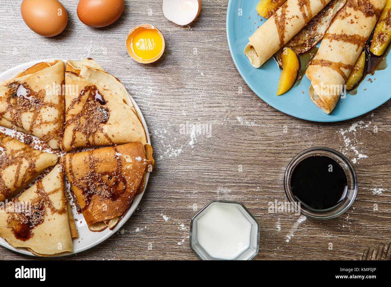Breakfast of pancakes with syrup Stock Photo Alamy
