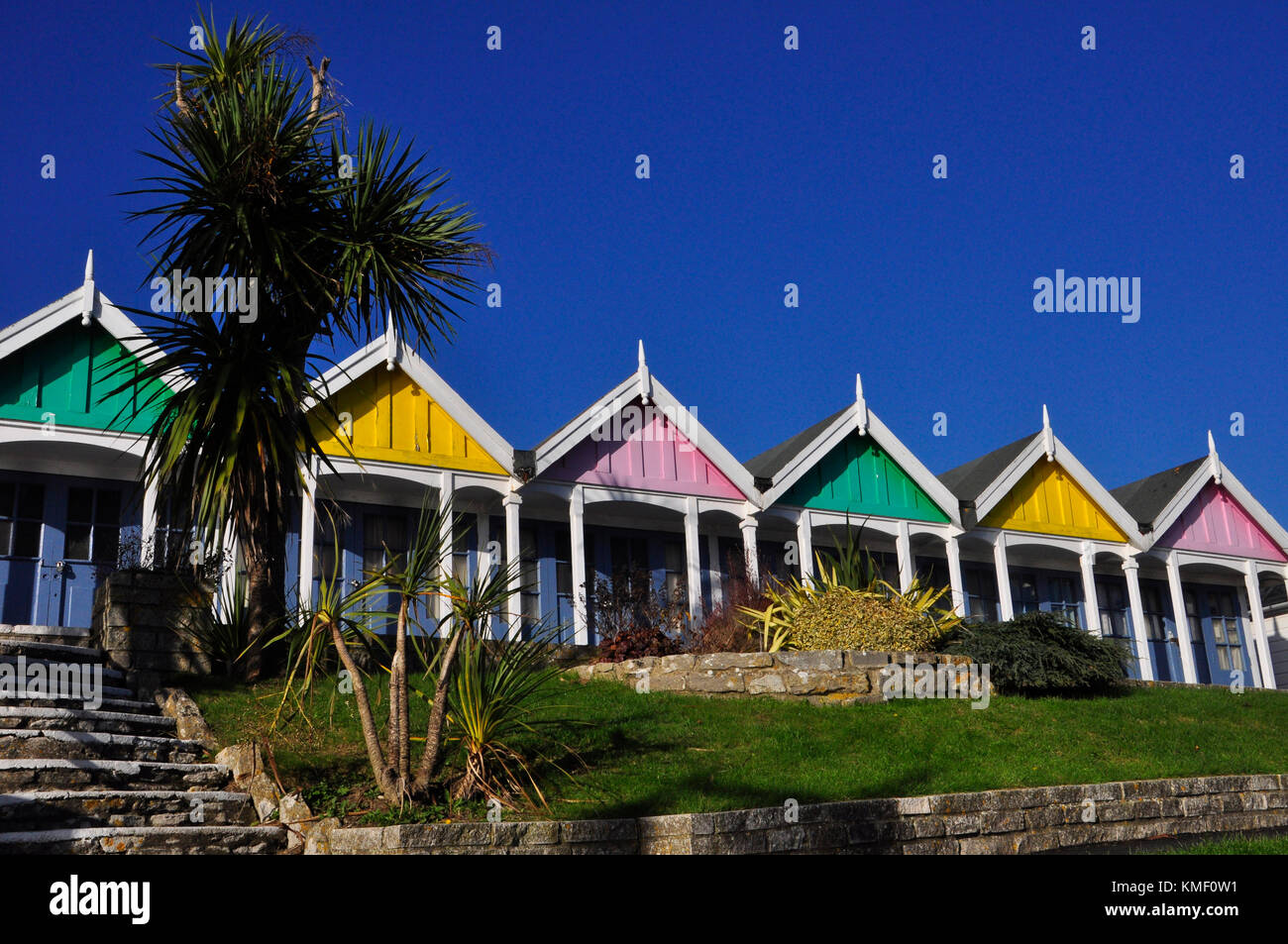 Beach Huts in Greenhill Gardens overlooking the Esplanade and the beach
