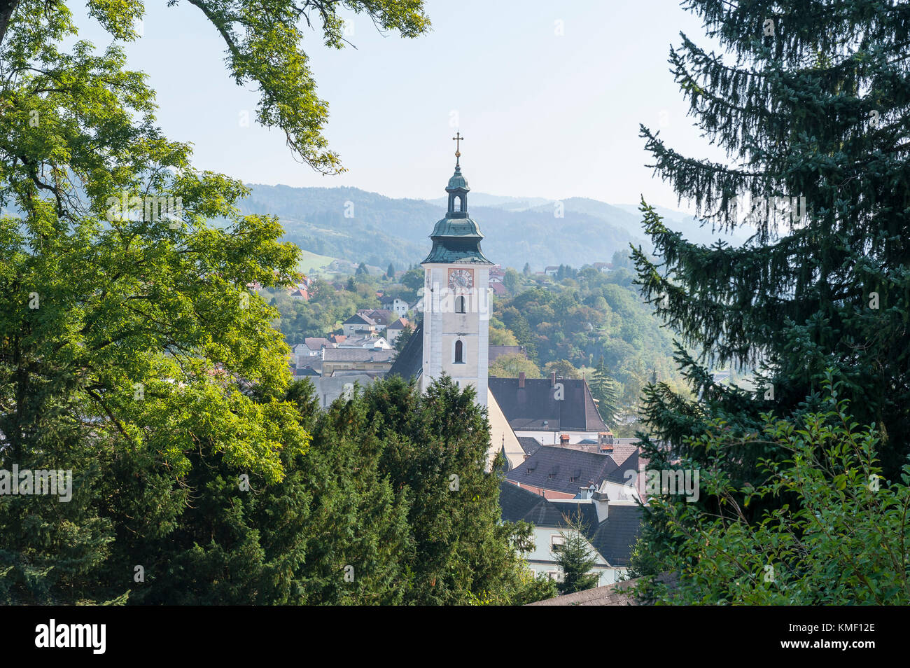 View from Greinburg Castle, Grein, Perg District, Upper Austria, Austria, Europe Stock Photo