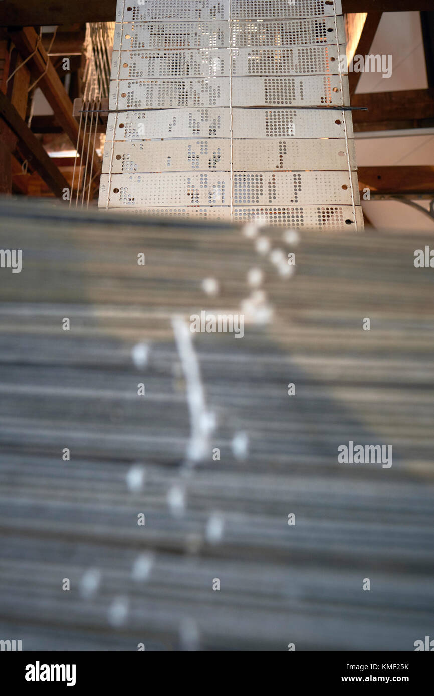 The punch cards of a 19th century Jacquard Textile Loom Stock Photo