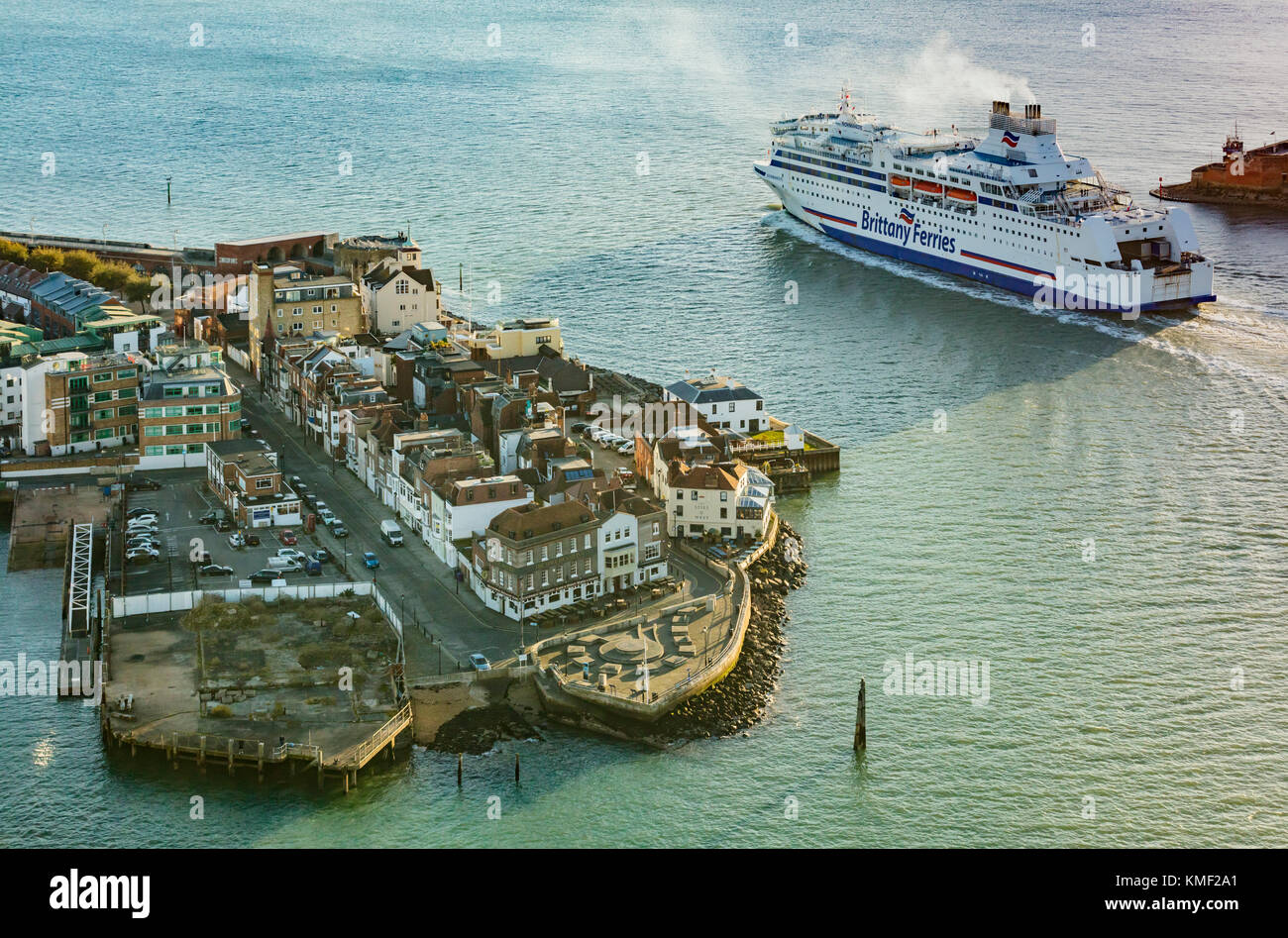 Old Portsmouth Aerial View, Brittany Ferries, Portsmouth, Hampshire Stock Photo