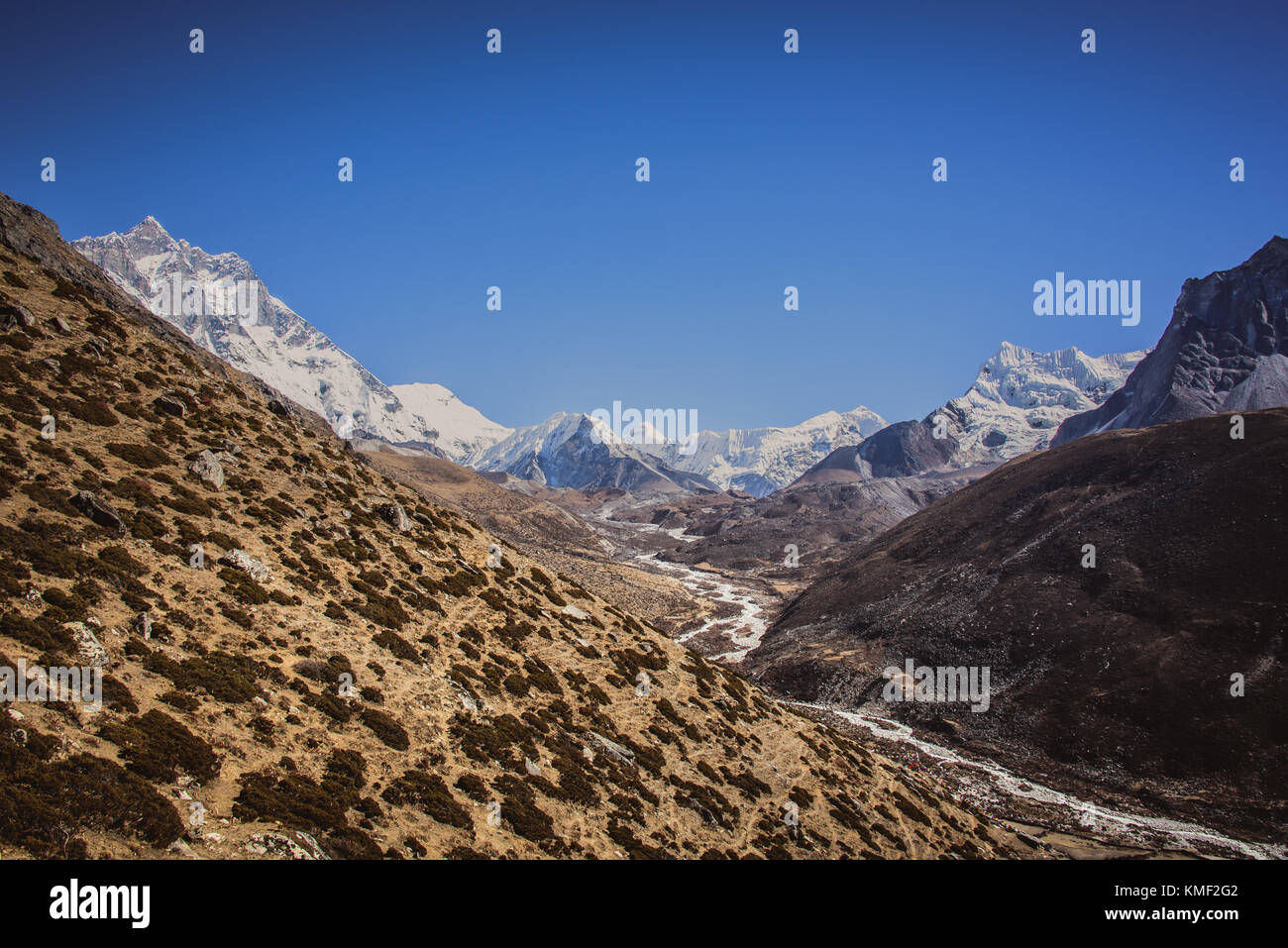 High altitude valley and landscape in Himalayas, Nepal Stock Photo