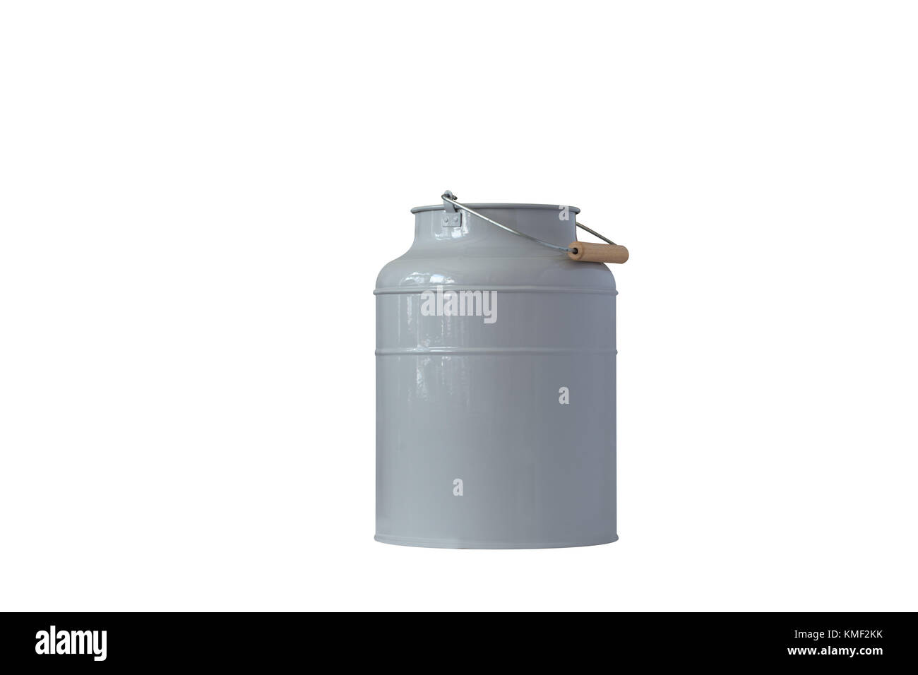 grey milk can on white background with clipping path Stock Photo
