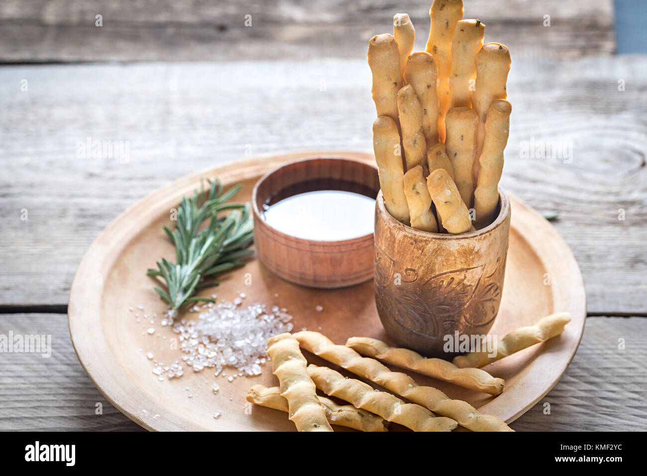 Rosemary breadsticks with ingredients Stock Photo Alamy