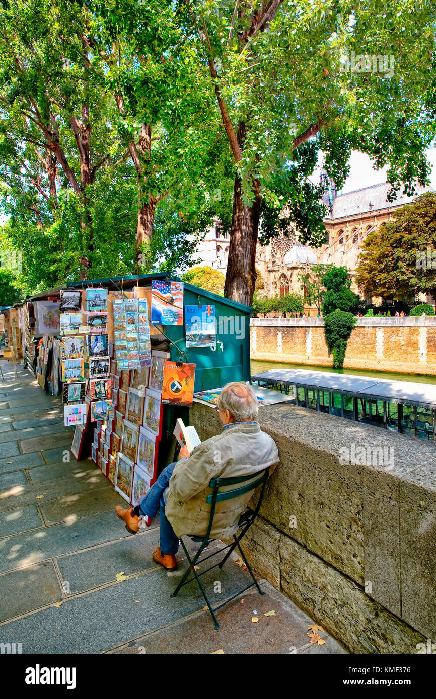 Bookseller stalls by the Seine, Paris Stock Photo
