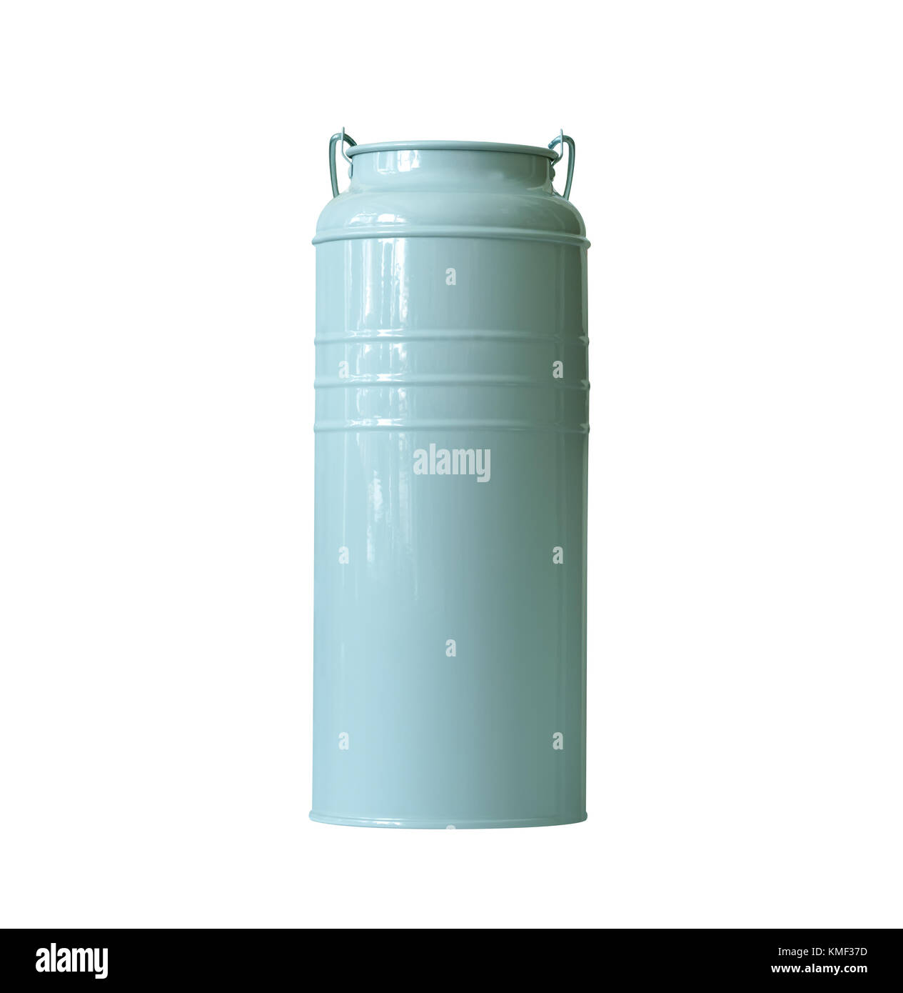 turquoise milk can on white background with clipping path Stock Photo