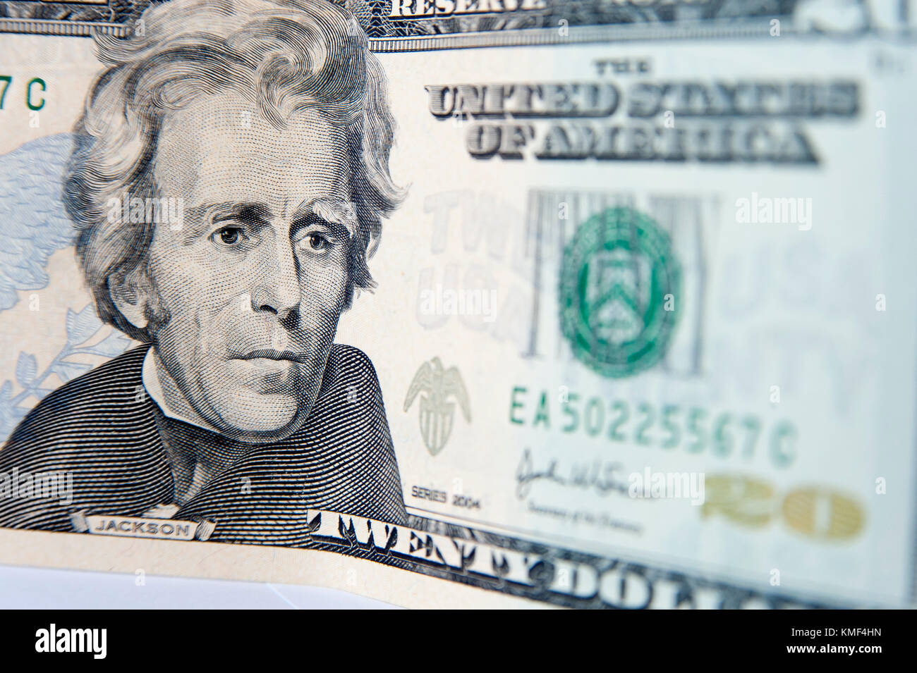 The United States twentydollar bill (20) with Andrew Jackson