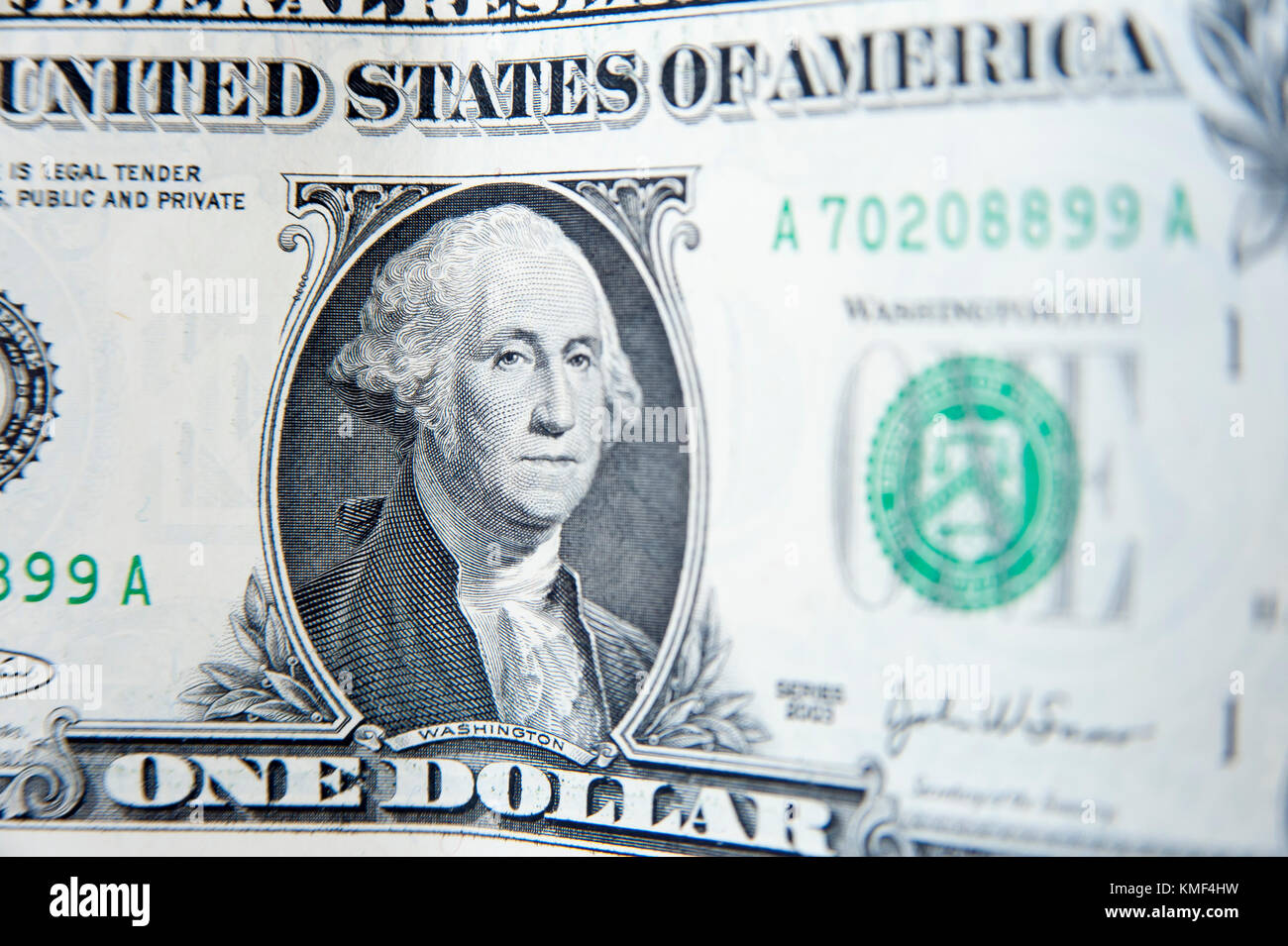 The United States one-dollar bill ($1) with George Washington ...