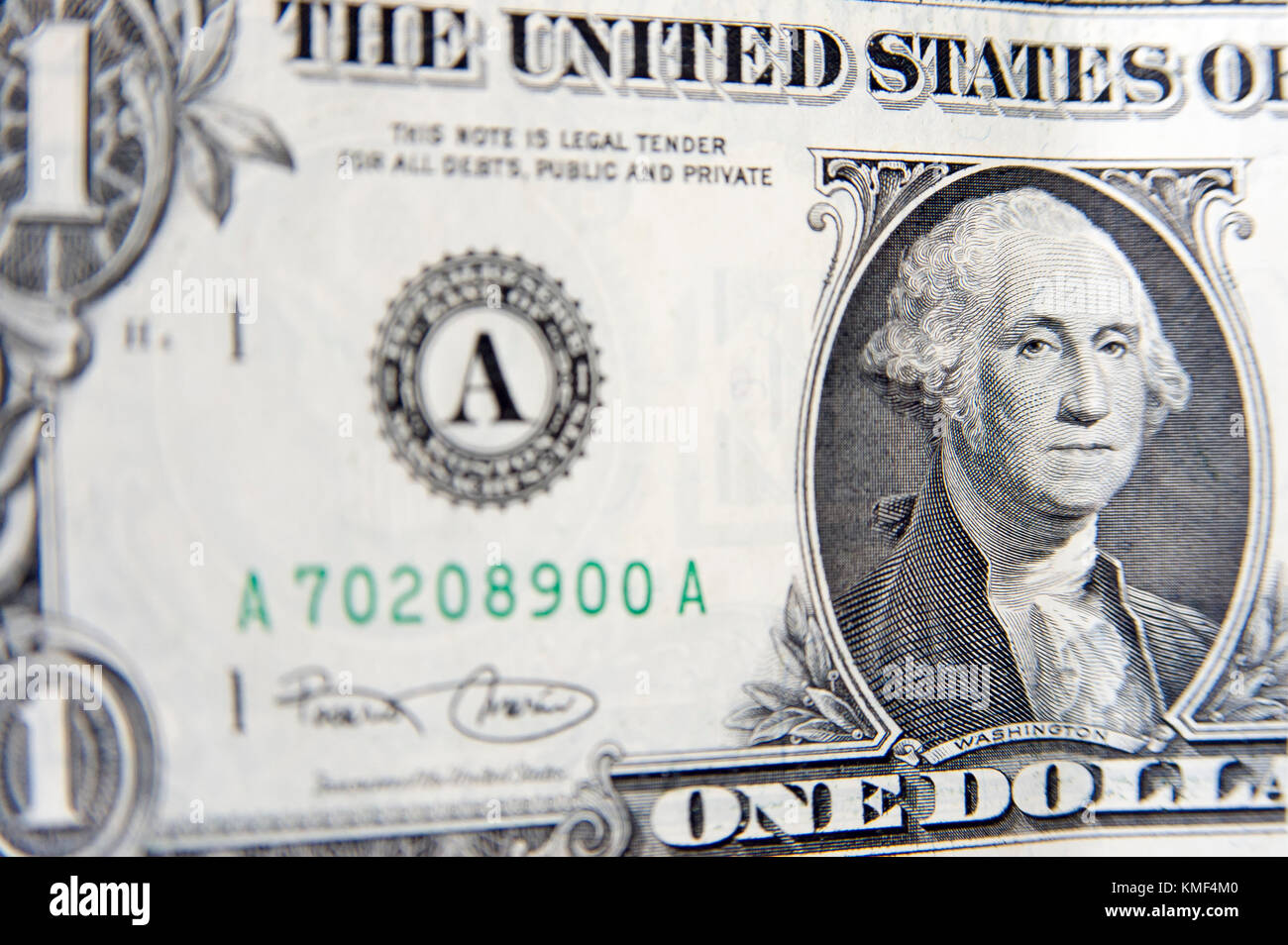 The United States one-dollar bill ($1) with George Washington ...