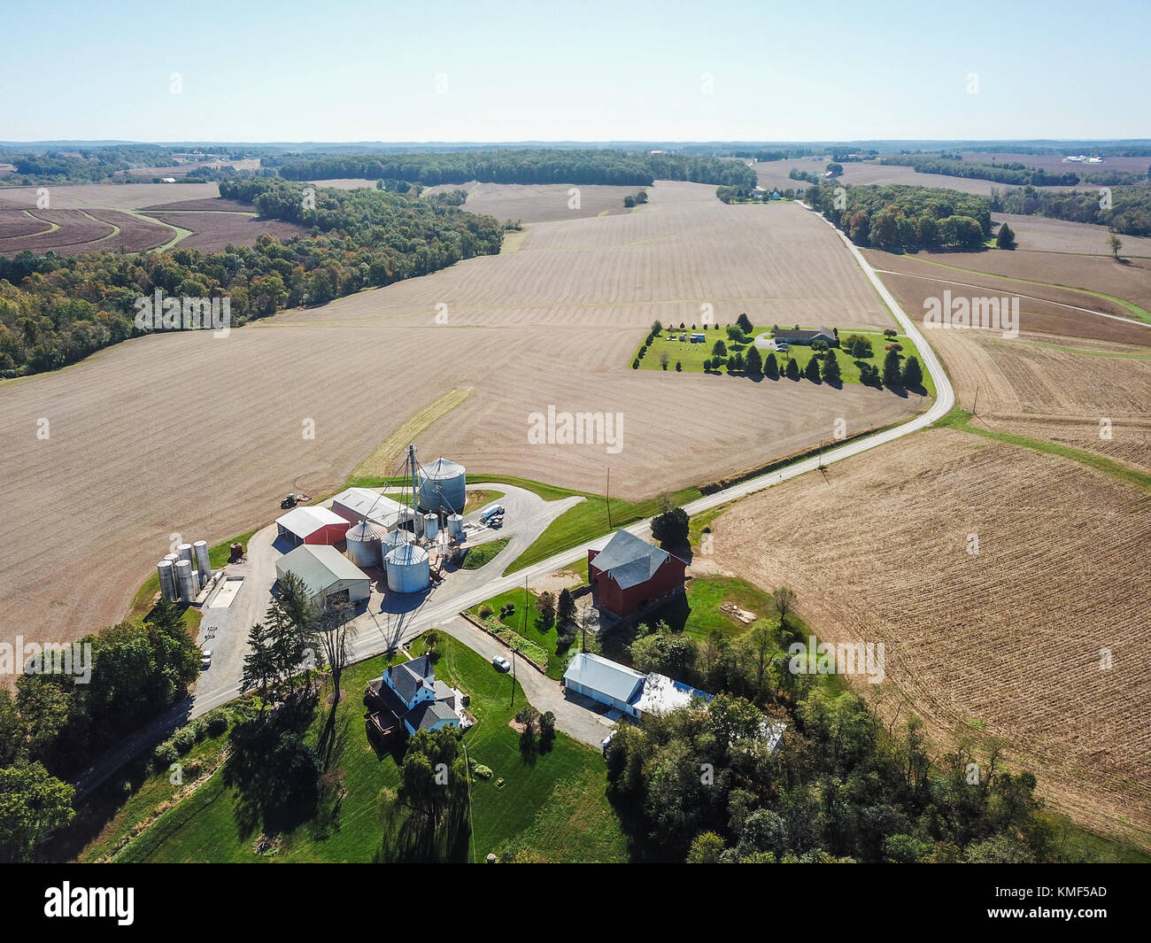Aerial of Country and Suburban Land In York, Pennsylvania during Fall
