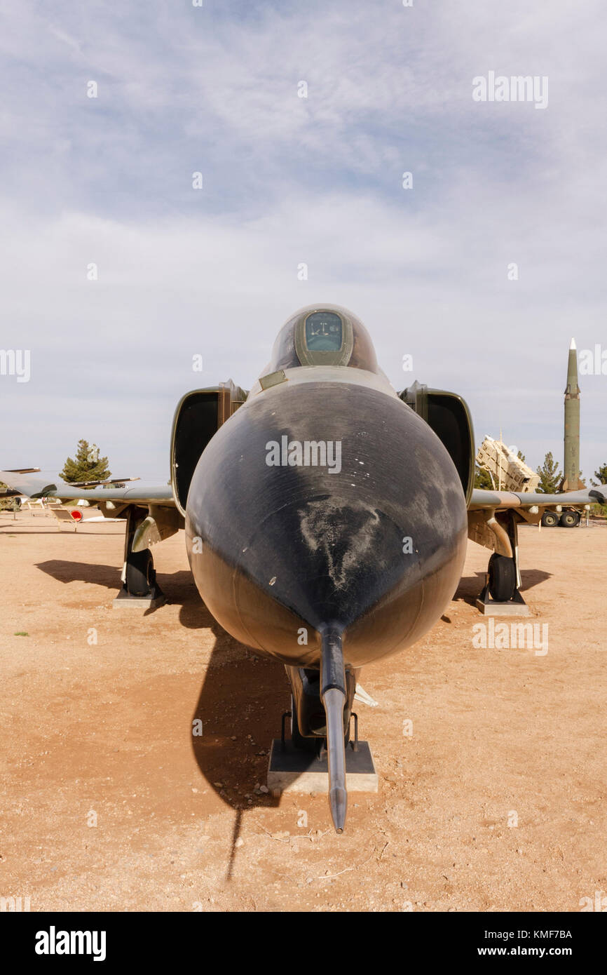 Fighter jet on display at White Sands Missile Range, New Mexico, USA Stock Photo