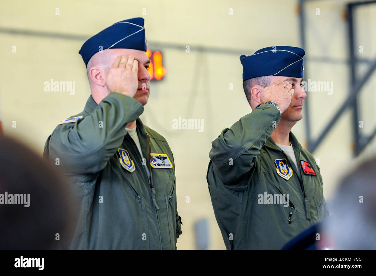 Lt. Col. Gerald Cook, left, outgoing commander of the 76th Fighter
