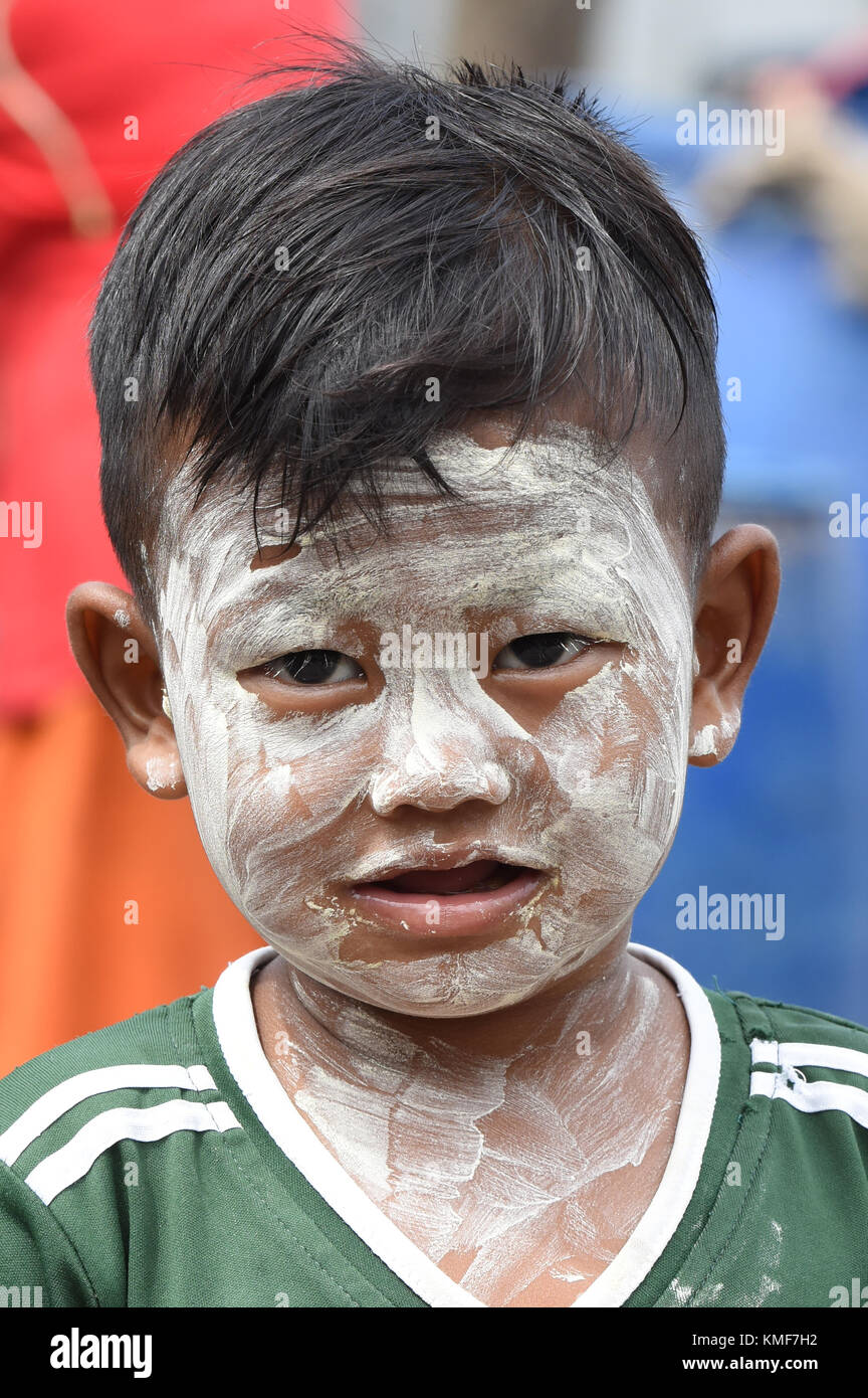 Portrait of a Moken boy, Mergui Archipelago, Myanmar Stock Photo