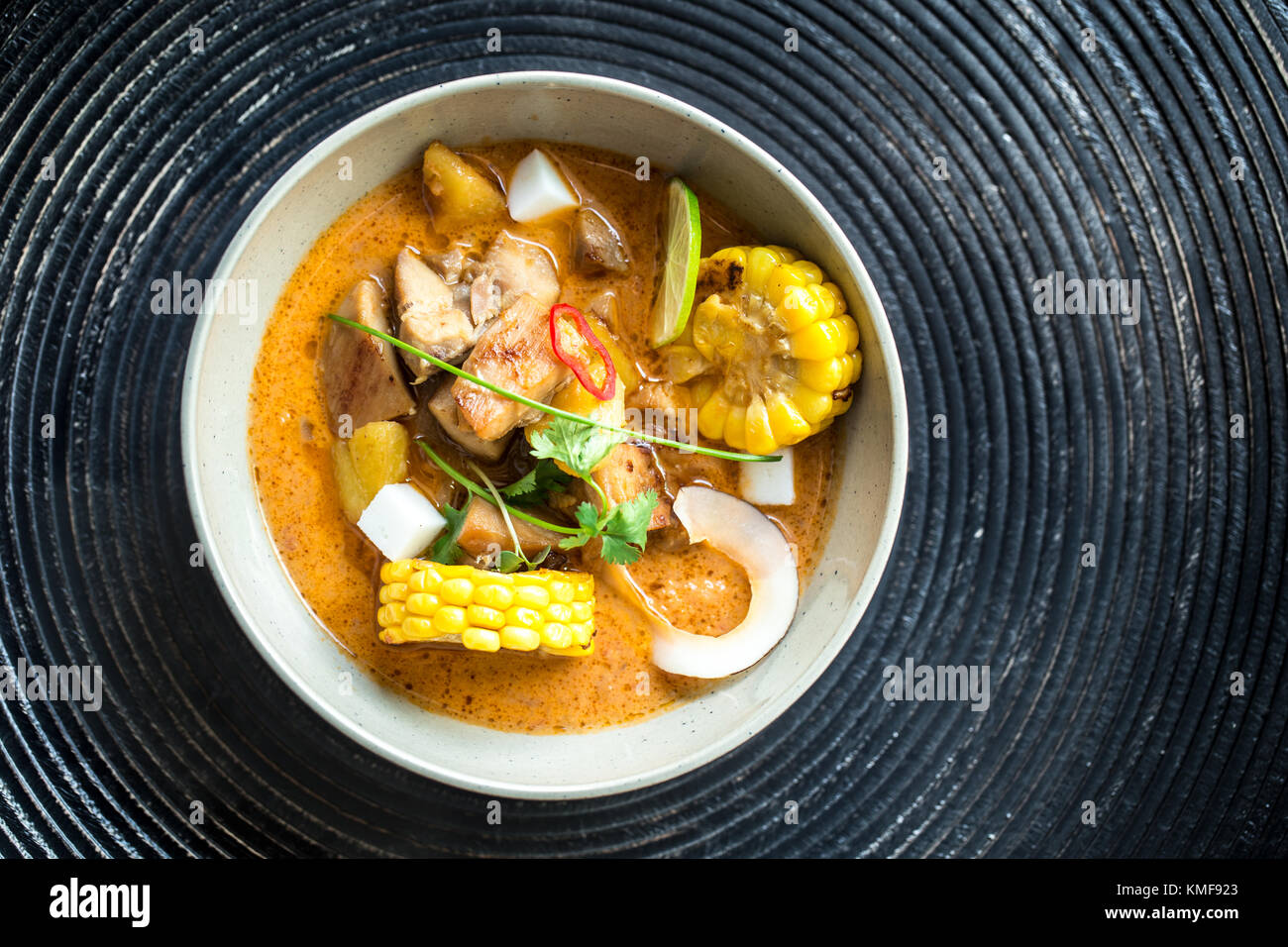 Curry chicken in a bowl Stock Photo
