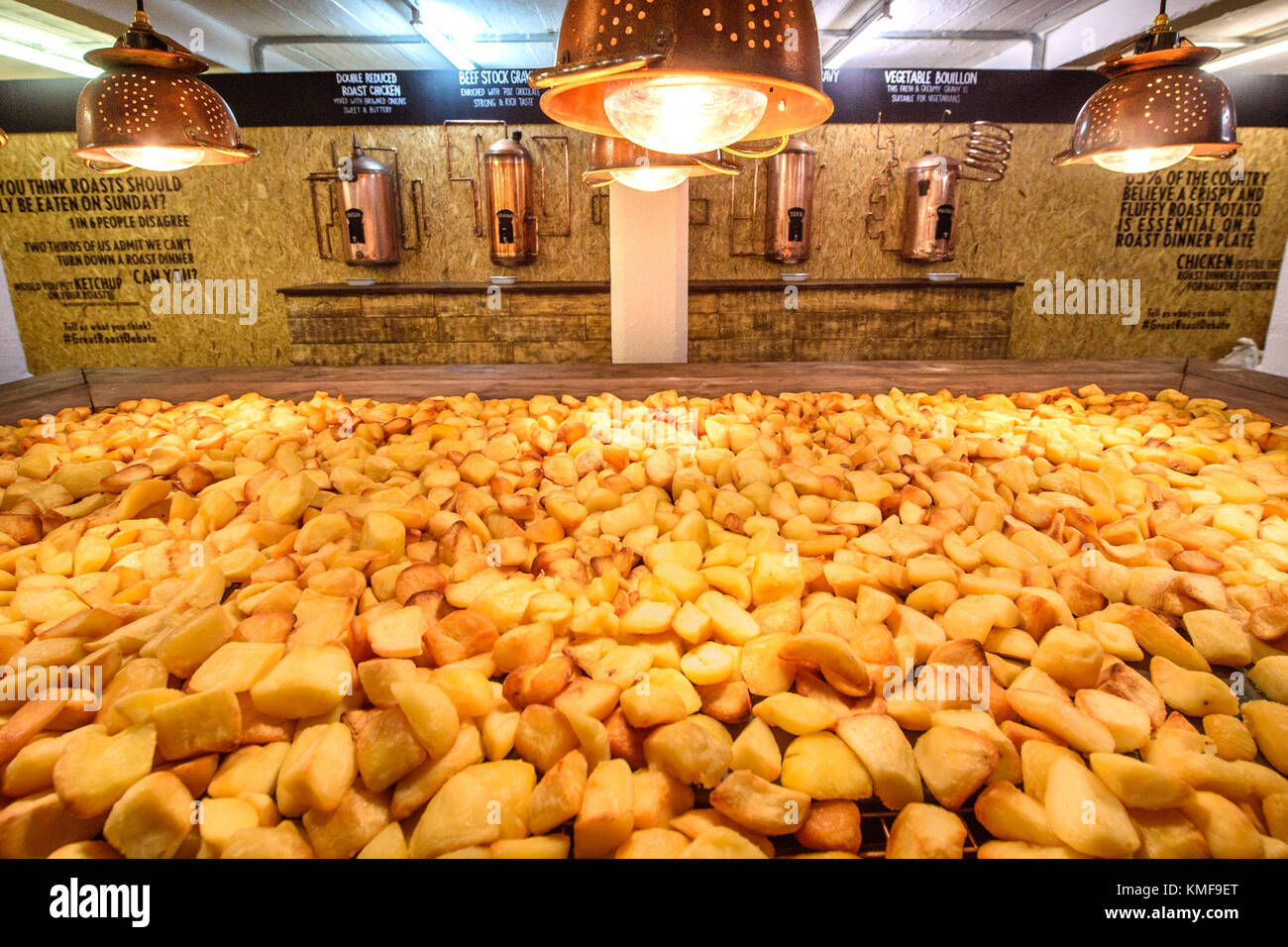 The giant roast potato platter at the McCain Roastaurant in Shoreditch, east London, which features over 100,000 varieties of roast dinner. Stock Photo