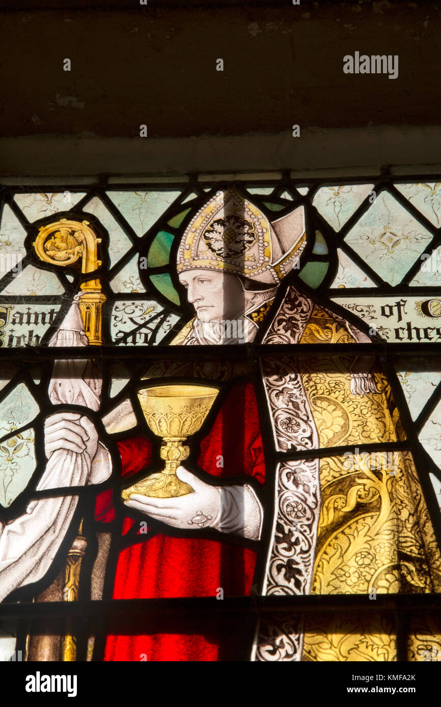 Stained Glass Window; Chichester Cathedral Church Cloister, UK Stock