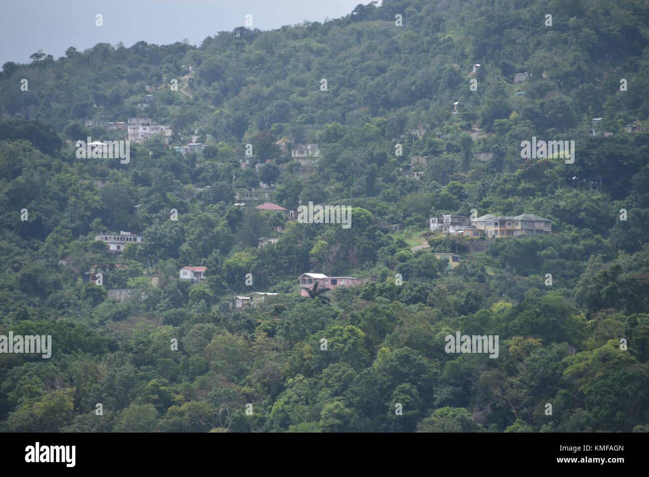 Elevated view from cruise ship of Ocho Rios, Jamaica, Caribbean Stock ...