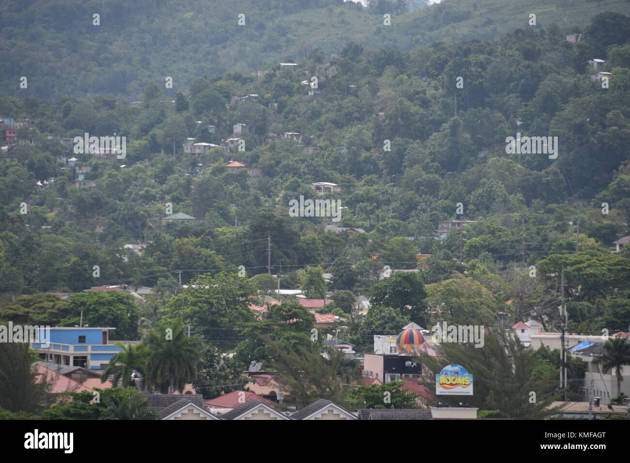 Elevated view from cruise ship of Ocho Rios, Jamaica, Caribbean Stock ...