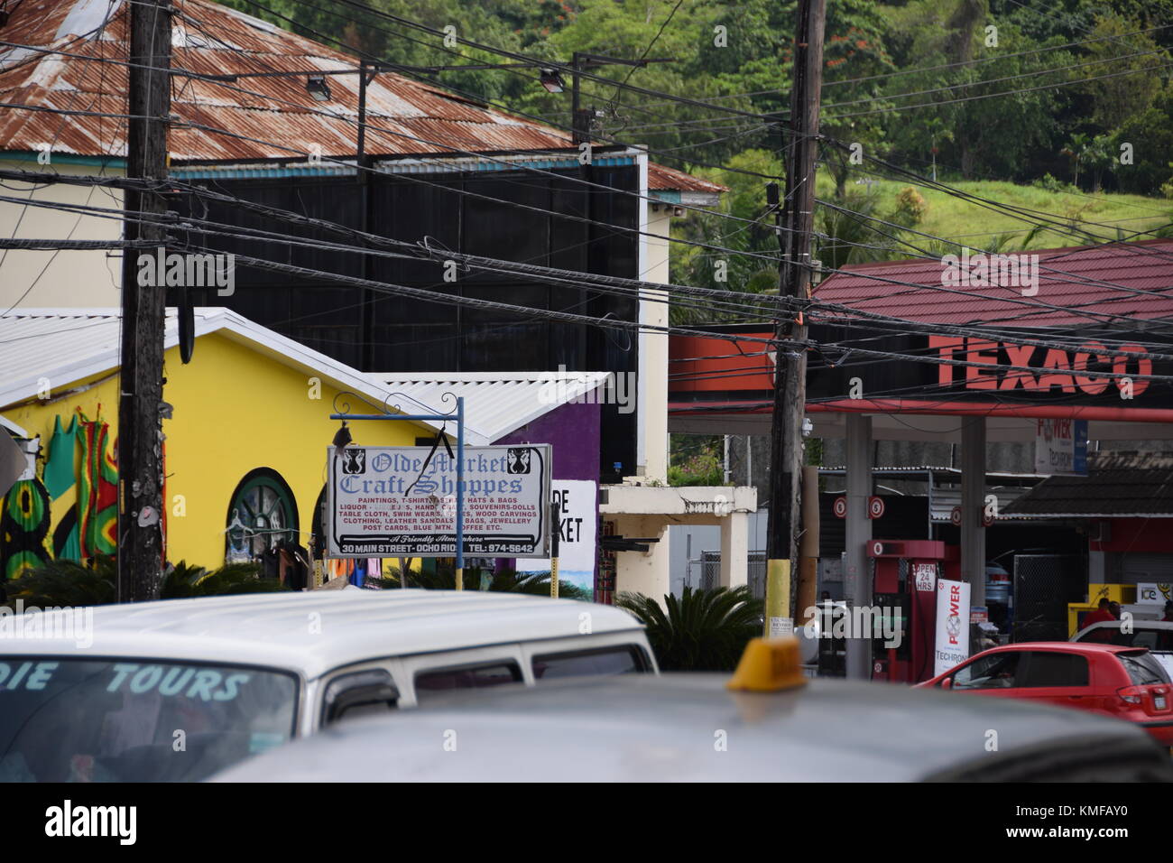 Texaco petrol gas benzin station street view Ocho Rios, Jamaica
