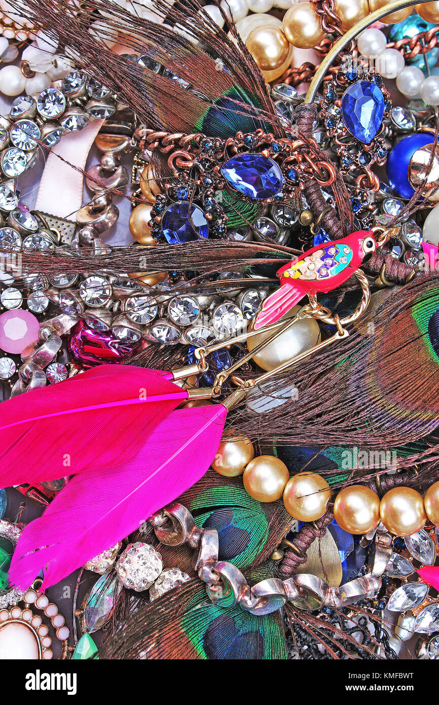 Fashion jewelrys. Fashion jewels as background. Jewelery texture. A lot