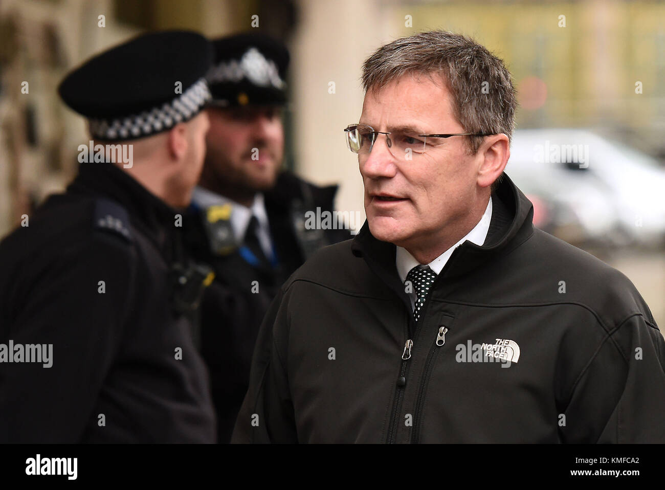 Assistant Chief Constable Marcus Beale, who is accused of failing to safeguard documents under the Official Secrets Act, arrives at Westminster Magistrates' Court in London. Stock Photo