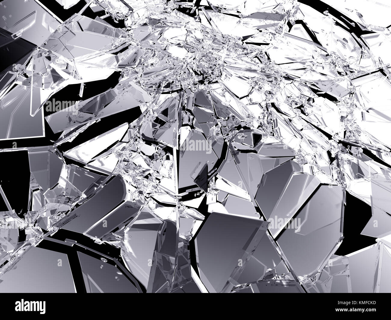 Shattered or broken glass Pieces isolated, Stock image
