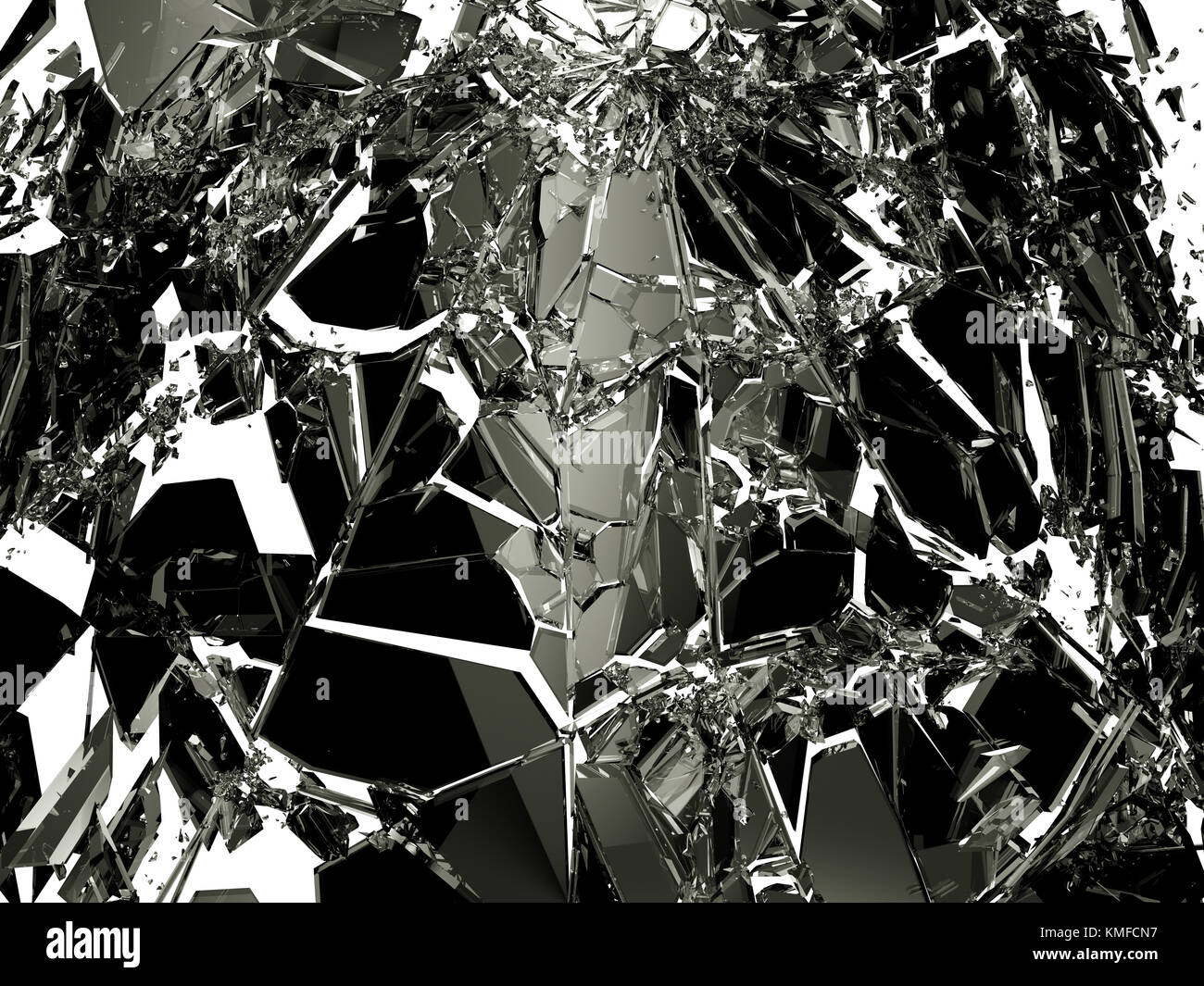 Shattered or broken glass Pieces isolated, Stock image