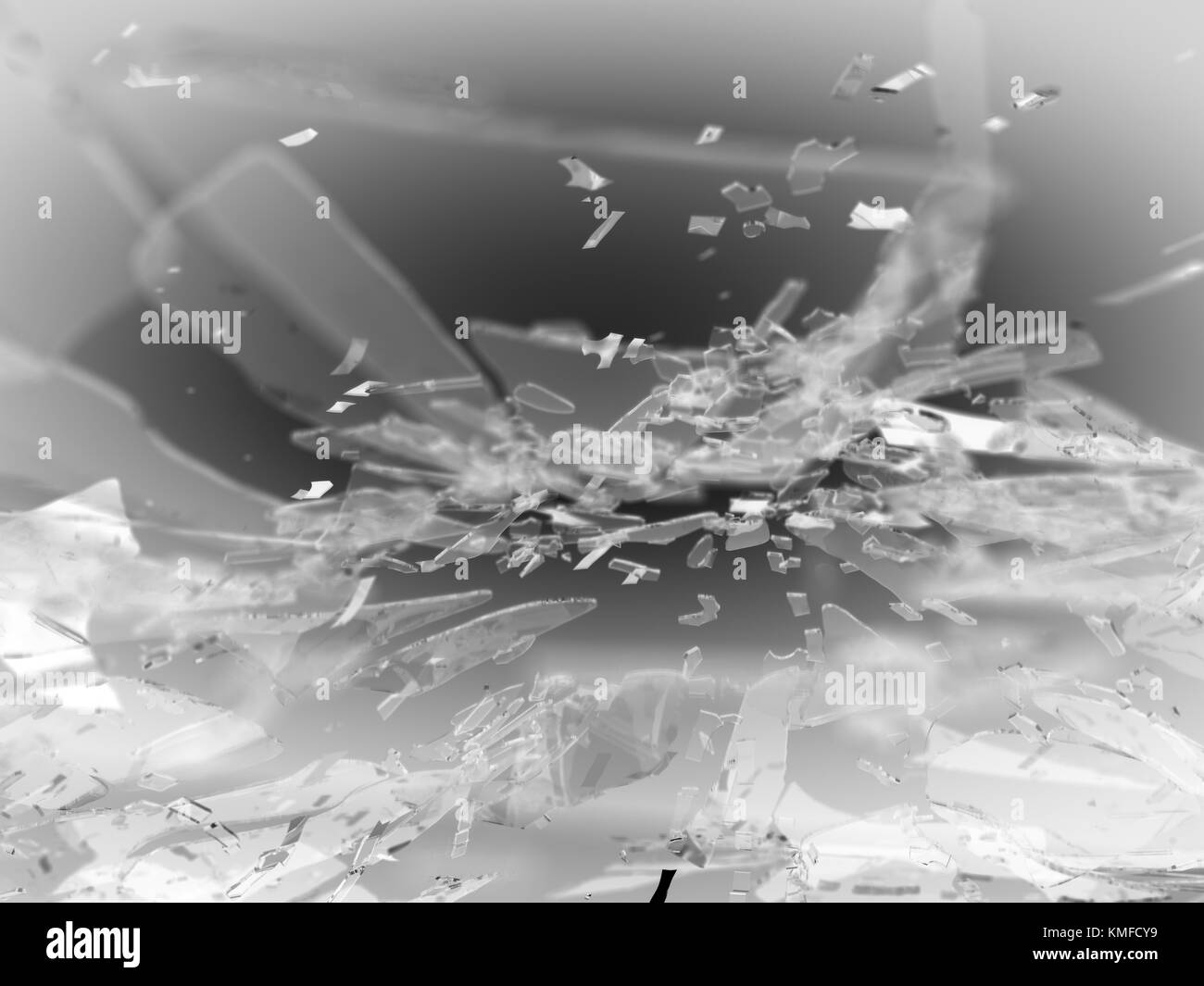 Destructed or Shattered glass on grey. Large resolution, shallow DOF ...