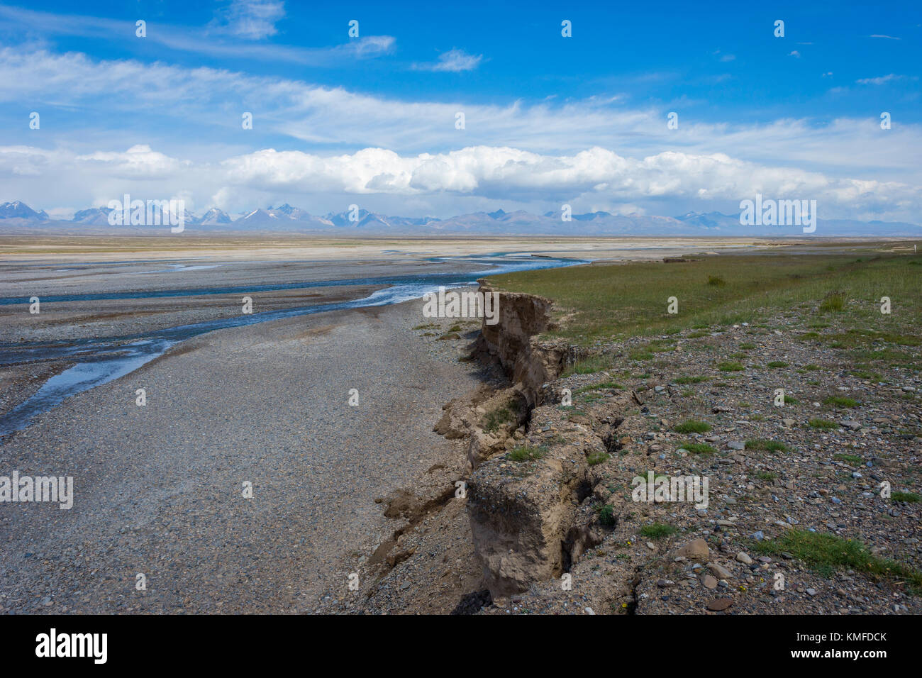 Scenic valley in Tian Shan mountains with the river, Kyrgyzstan Stock Photo