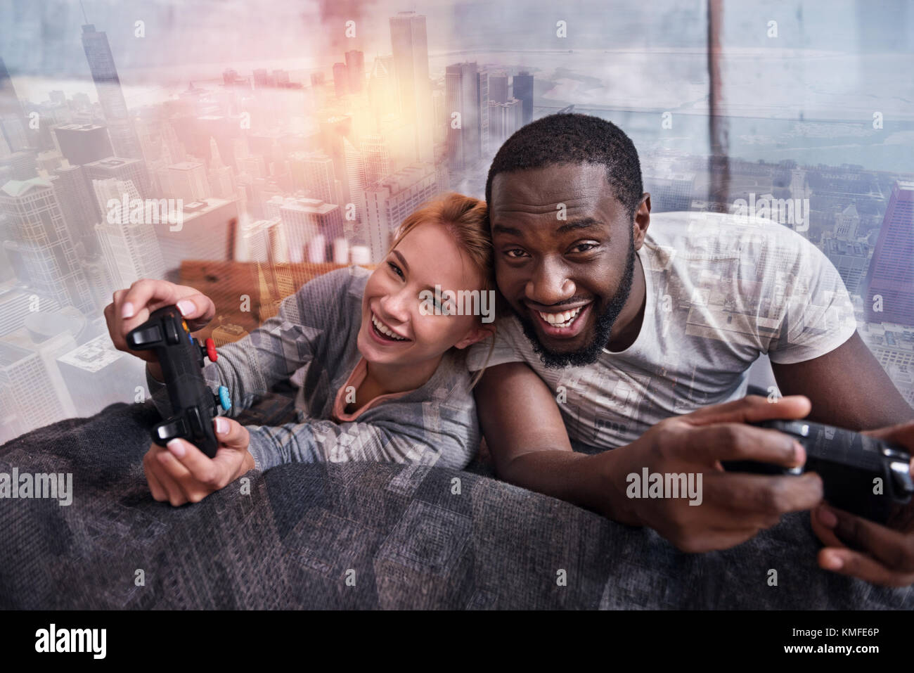 Positive young couple enjoying their time Stock Photo