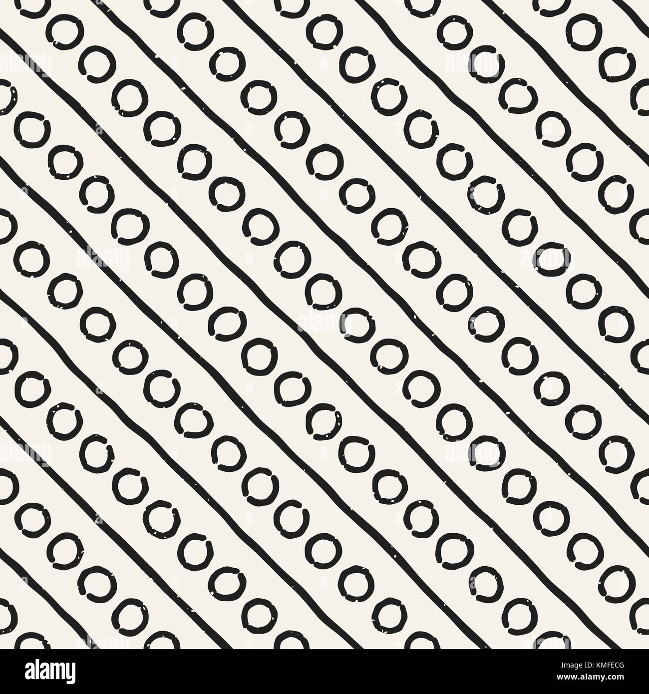 Hand drawn black and white ink abstract seamless pattern. Vector ...