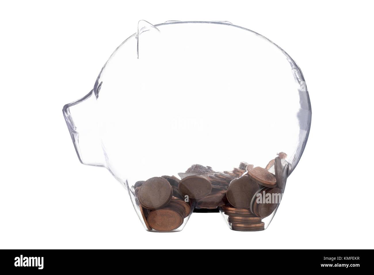 glass piggy bank with coins Stock Photo - Alamy