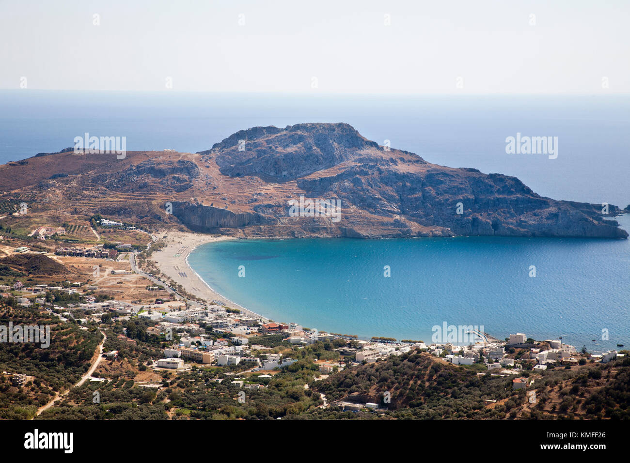Plakias beach and village, Crete island, Greece, Europe Stock Photo
