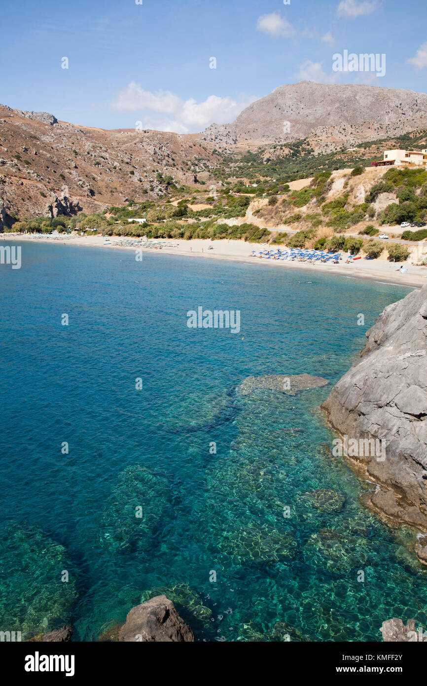 Souda beach in Plakias village area, Crete island, Greece, Europe Stock Photo