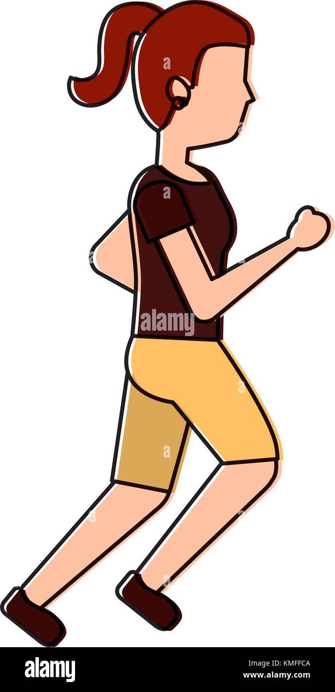 young girl running sport activity Stock Vector Image & Art - Alamy