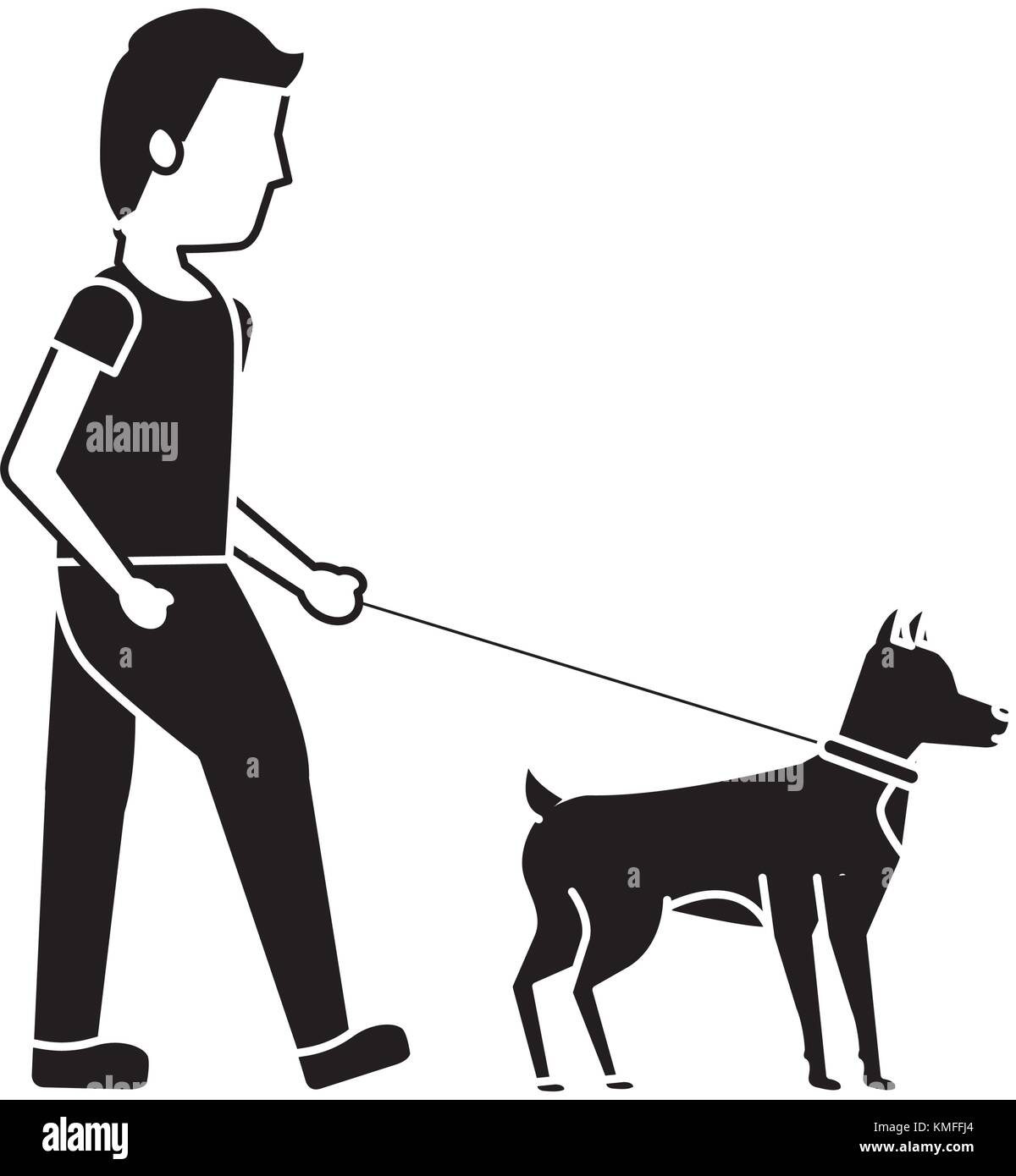young man walking with their dog pet Stock Vector Image & Art - Alamy