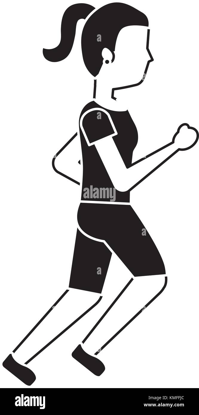 young girl running sport activity Stock Vector Image & Art - Alamy