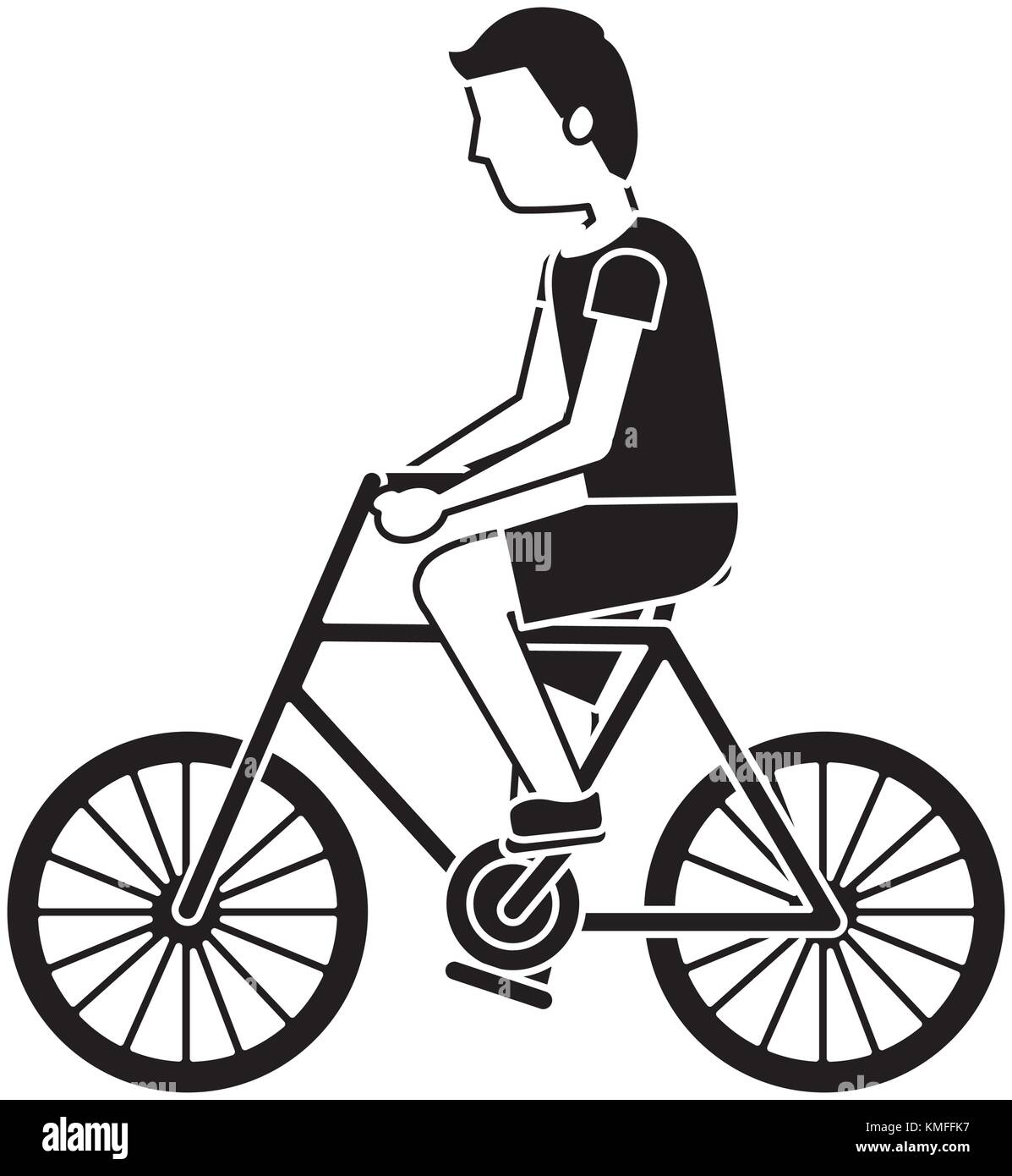 character young man riding bicycle side view Stock Vector Image & Art