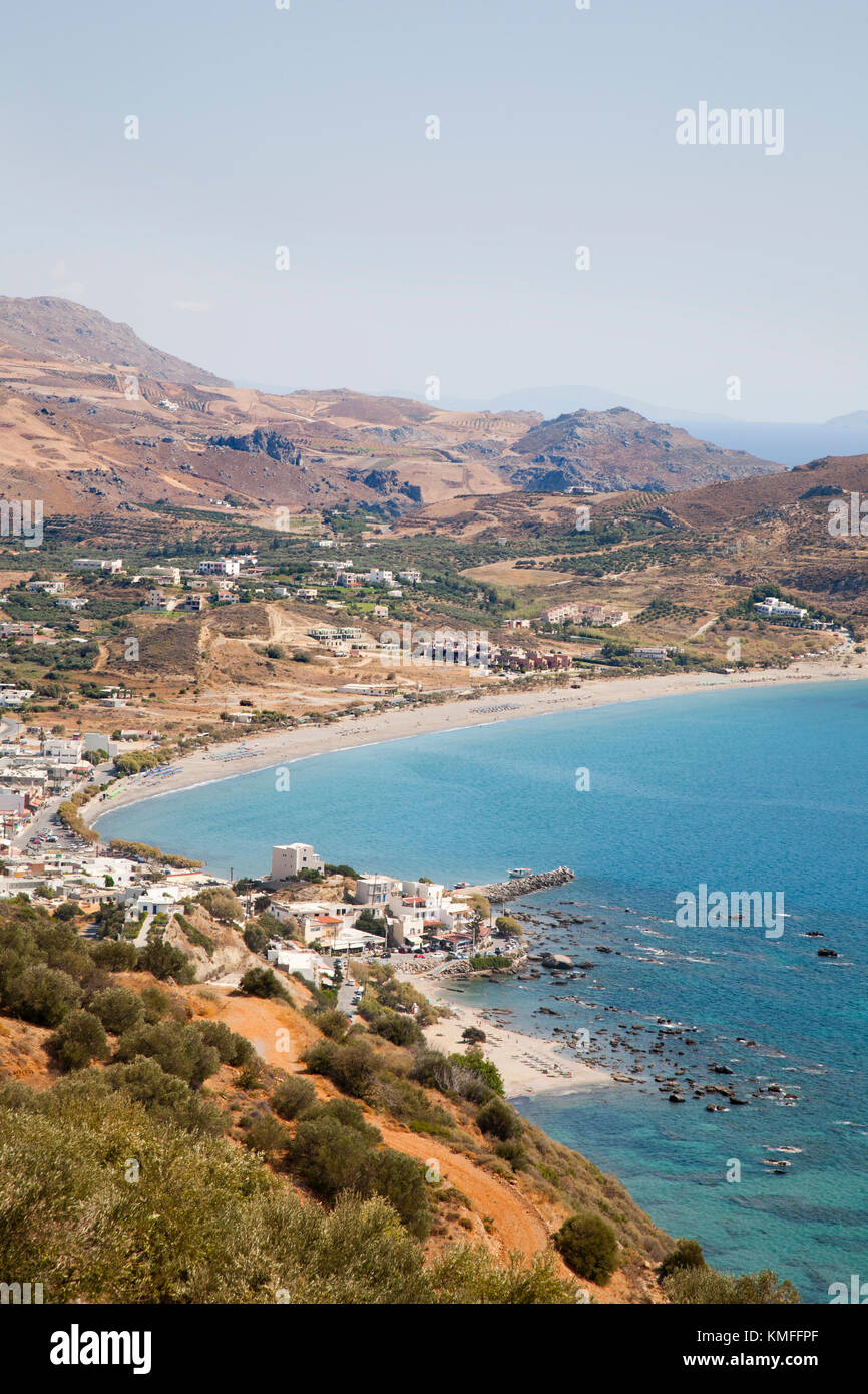 Plakias beach and village, Crete island, Greece, Europe Stock Photo