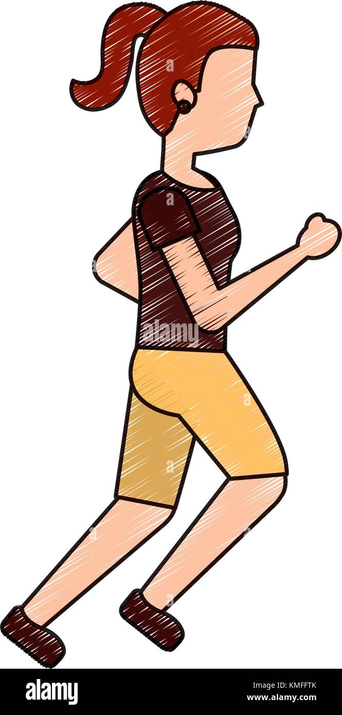 young girl running sport activity Stock Vector Image & Art - Alamy