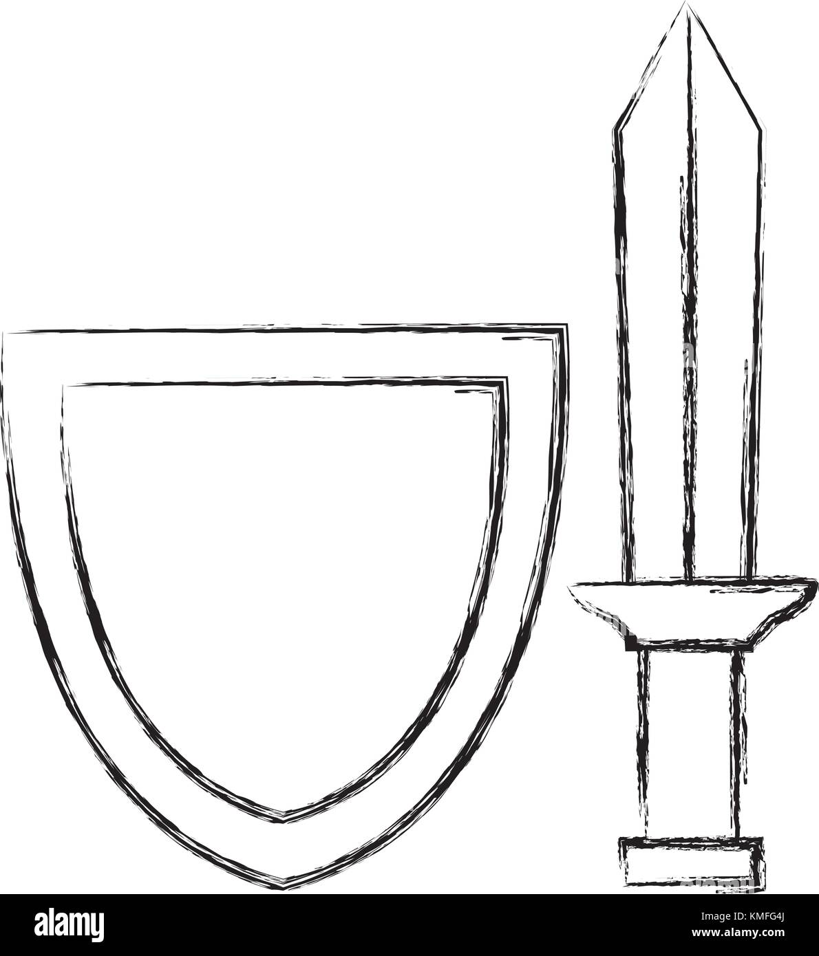 shield with warrior sword vector illustration design Stock Vector
