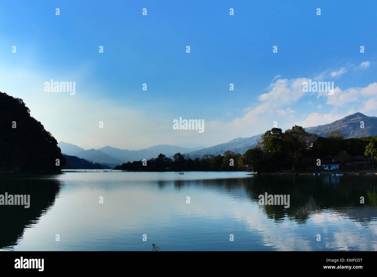 Pokhara Lake, Nepal Stock Photo