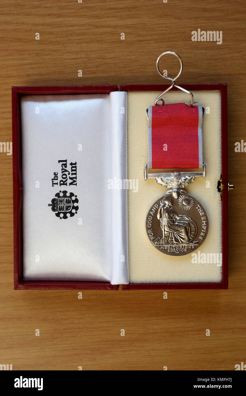 The British Empire Medal (BEM) awarded for meritorious civil or