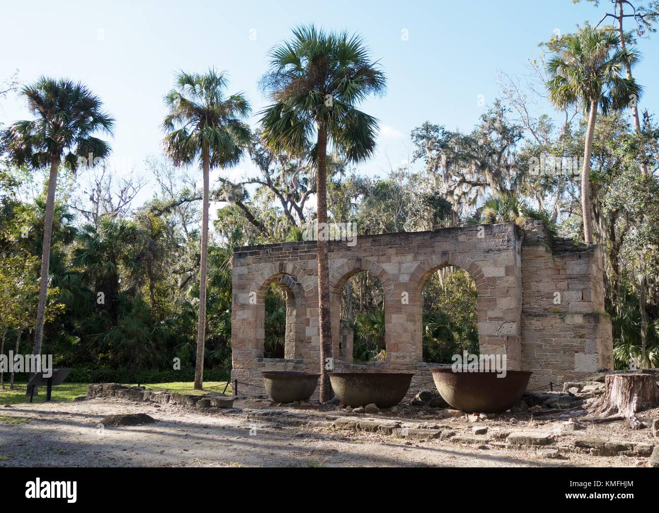The New Smyrna Sugar Mill ruins in New Smyrna Beach, Florida, USA Stock