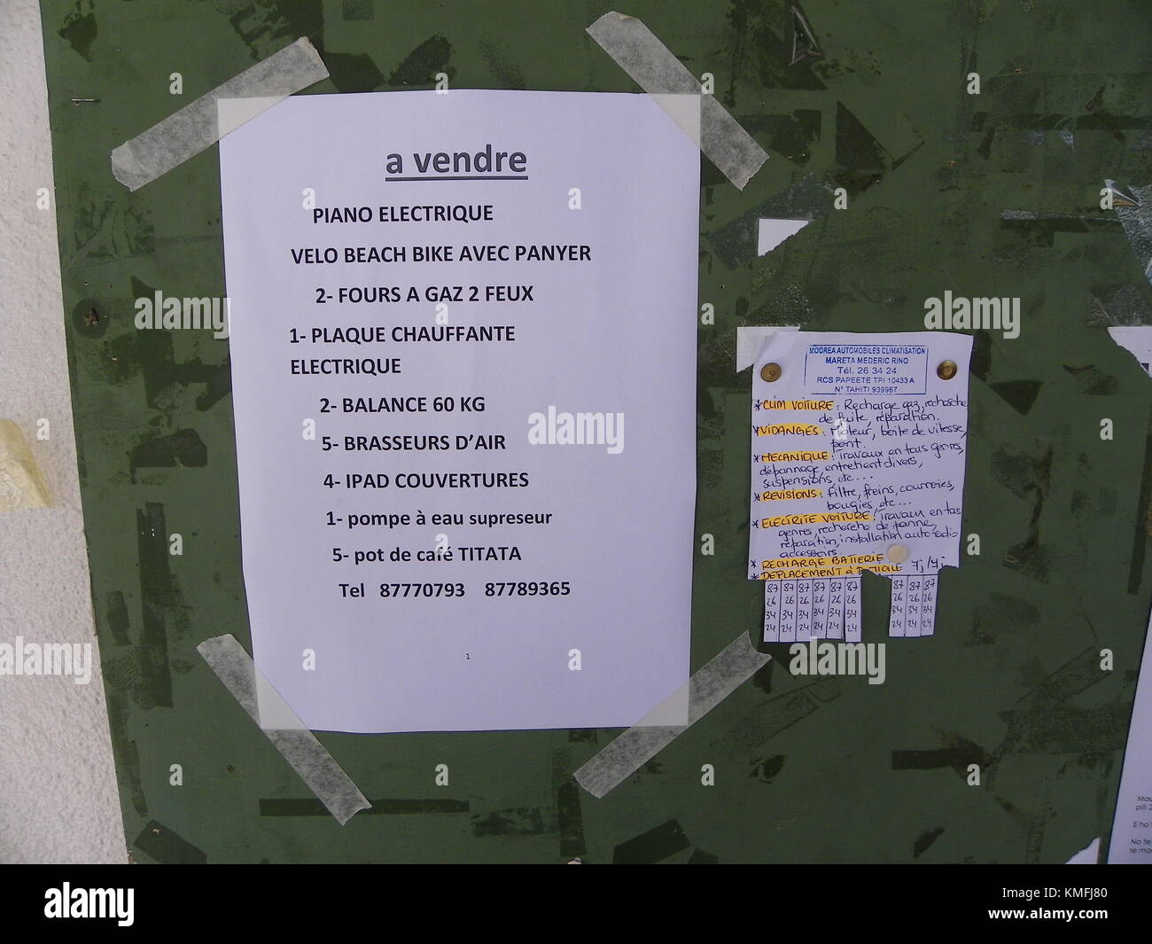 Community notice board in Moorea, French Polynesia Stock Photo Alamy