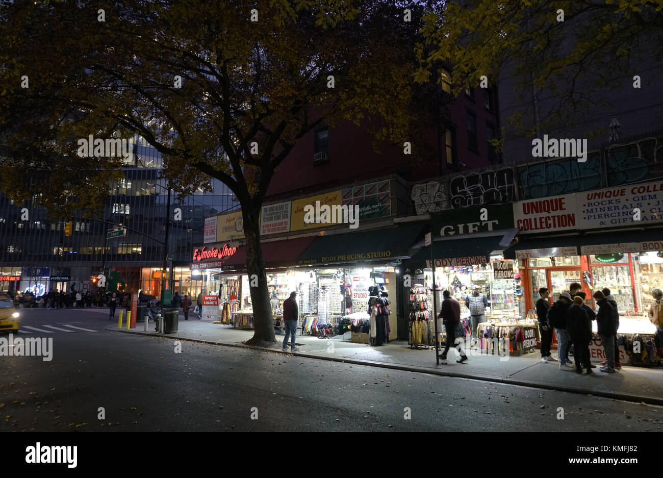 The night view of St.Mark's Place.East Village.Manhattan.New York City.USA Stock Photo