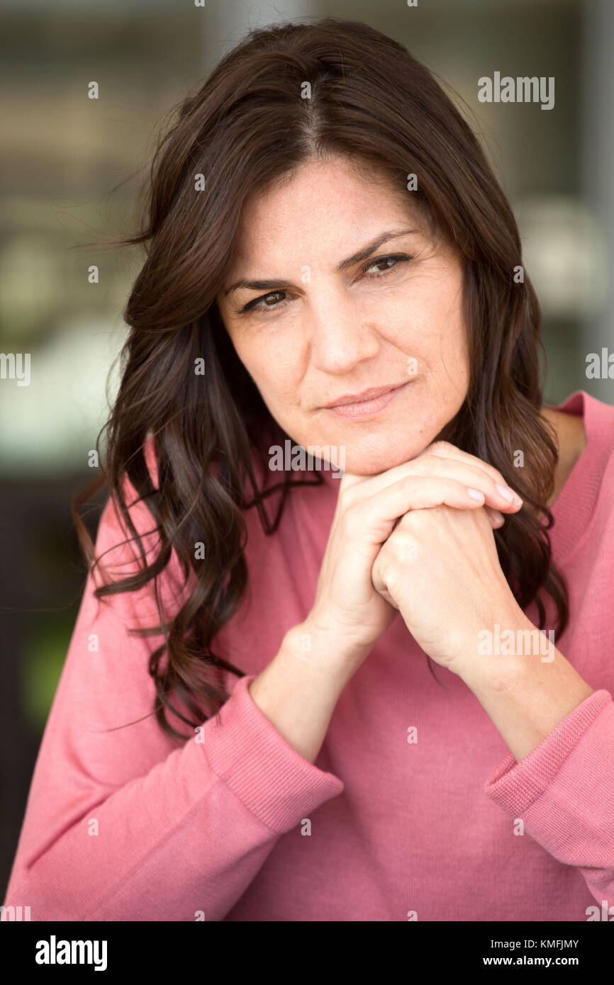 Depressed middle age woman. Stock Photo